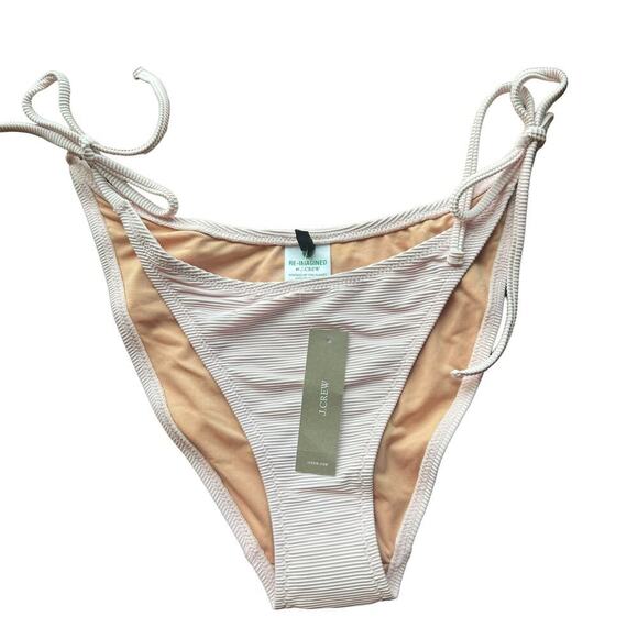 J.Crew Women's Ribbed Curved-Waist Cheeky String Bikini Bottom Size M NWT - Picture 6 of 12
